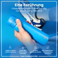 Sticlă de apă ușoară din oțel ION8 600 ml, Albastru, anti-scurgere, deschidere cu o singură mână, lavabilă în mașina de spălat vase, capac cu închidere rapidă, mâner de transport 4