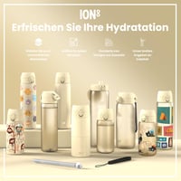 Ľahká oceľová fľaša na vodu ion8 600 ml krémovo biela, nepriepustná, otváranie jednou rukou, výklopný uzáver, rukoväť, vhodná do umývačky riadu 7