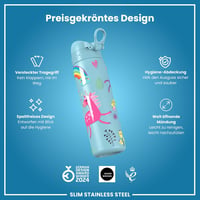 ion8 Evo kulacs rozsdamentes acél, szivárgásmentes, flip fedél - alaszkakék egyszarvús - 600 ml 6