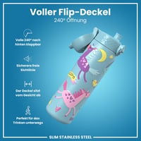 ion8 Evo kulacs rozsdamentes acél, szivárgásmentes, flip fedél - alaszkakék egyszarvús - 600 ml 4