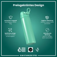 Ľahká oceľová fľaša ion8 600 ml petrolejová, nepriepustná, otváranie jednou rukou, výklopný uzáver, rukoväť, vhodná do umývačky riadu 6