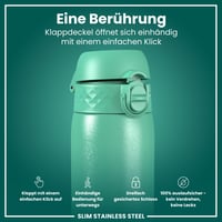 Ľahká oceľová fľaša ion8 600 ml petrolejová, nepriepustná, otváranie jednou rukou, výklopný uzáver, rukoväť, vhodná do umývačky riadu 3