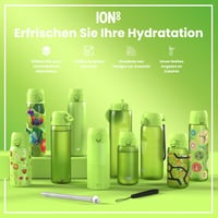 Ľahká oceľová fľaša na vodu ion8 600 ml, nepriepustná, otváranie jednou rukou, vhodná do umývačky riadu, výklopný uzáver, rukoväť na prenášanie, kaki zelená 7