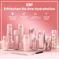 Ľahká oceľová fľaša na vodu ion8 600 ml, nepriepustná, otváranie jednou rukou, vhodná do umývačky riadu, vyklápacie viečko, pútko na prenášanie, motív víly 7