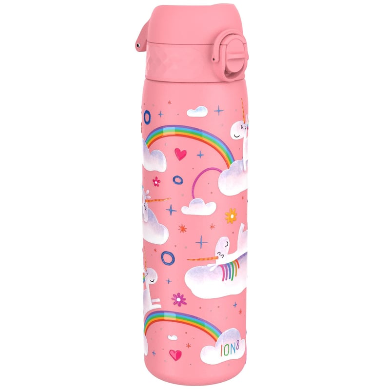 Ion8 könnyű acél kulacs flip fedéllel, 600 ml - unikornis rózsaszín