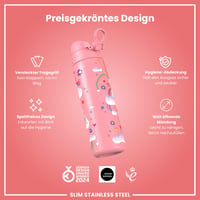 Ion8 könnyű acél kulacs flip fedéllel, 600 ml - unikornis rózsaszín 6