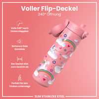 Ion8 könnyű acél kulacs flip fedéllel, 600 ml - unikornis rózsaszín 4