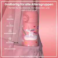 Ion8 könnyű acél kulacs flip fedéllel, 600 ml - unikornis rózsaszín 2