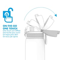Sticlă de apă ușoară din oțel inoxidabil ion8, 600 ml, Aqua, etanșă, deschidere cu o singură mână, lavabilă în mașina de spălat vase, capac cu flip, mâner de transport 2