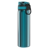 Sticlă de apă ușoară din oțel inoxidabil ion8, 600 ml, Aqua, etanșă, deschidere cu o singură mână, lavabilă în mașina de spălat vase, capac cu flip, mâner de transport 5