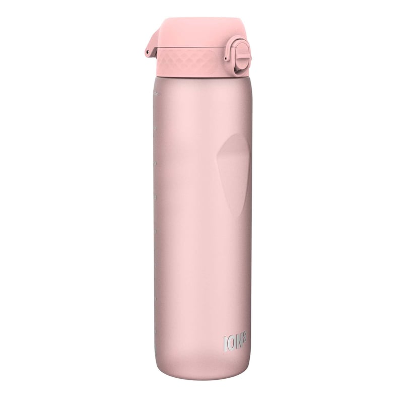 Bidon ion8 1000 ml, etanș, deschidere cu o singură mână, închidere de siguranță, lavabil în mașina de spălat vase, fără BPA, mâner de transport, pentru sport și sală, roz pal