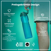 Sticlă ion8 1000 ml, etanșă, deschidere cu o singură mână, lavabilă în mașina de spălat vase, fără BPA, mâner de transport, pentru sport și sală, Aqua 6
