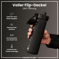 Sticlă ion8 500 ml, Neagră, Etanșă, Deschidere cu o singură mână, Lavabilă în mașina de spălat vase, Fără BPA, Cu mâner, Capac cu clapetă, Ușor de curățat 4