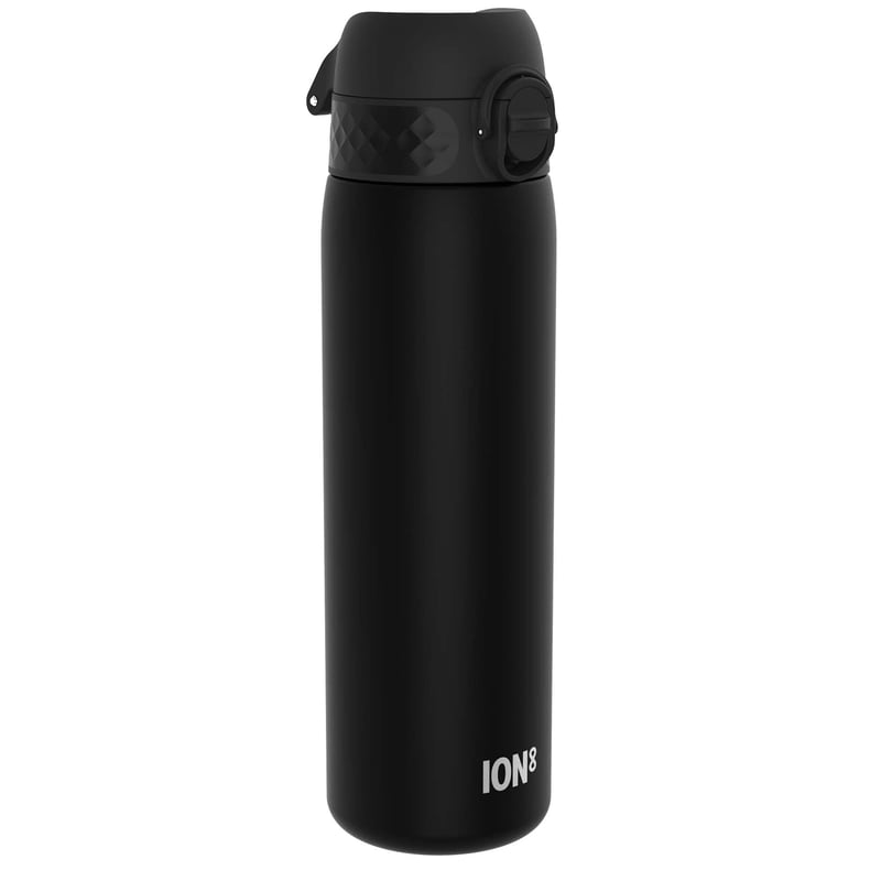 Sticlă ion8 500 ml, Neagră, Etanșă, Deschidere cu o singură mână, Lavabilă în mașina de spălat vase, Fără BPA, Cu mâner, Capac cu clapetă, Ușor de curățat