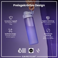 Fľaša na vodu ion8 500 ml fialová, nepriepustná, otváranie jednou rukou, vhodná do umývačky riadu, bez BPA, s rukoväťou, s výklopným vekom, ľahko sa čistí 6