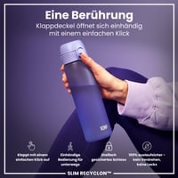 Fľaša na vodu ion8 500 ml fialová, nepriepustná, otváranie jednou rukou, vhodná do umývačky riadu, bez BPA, s rukoväťou, s výklopným vekom, ľahko sa čistí 3