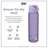 Fľaša na vodu ion8 500 ml fialová, nepriepustná, otváranie jednou rukou, vhodná do umývačky riadu, bez BPA, s rukoväťou, s výklopným vekom, ľahko sa čistí 5