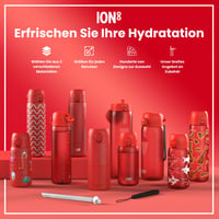 Fľaša na vodu ion8 500 ml červená, nepriepustná, otváranie jednou rukou, vhodná do umývačky riadu, bez obsahu BPA, s držadlom na prenášanie, výklopný uzáver 7