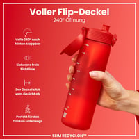 Fľaša na vodu ion8 500 ml červená, nepriepustná, otváranie jednou rukou, vhodná do umývačky riadu, bez obsahu BPA, s držadlom na prenášanie, výklopný uzáver 4