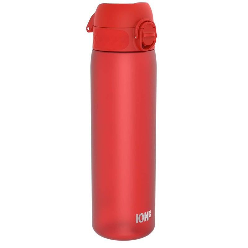 Fľaša na vodu ion8 500 ml červená, nepriepustná, otváranie jednou rukou, vhodná do umývačky riadu, bez obsahu BPA, s držadlom na prenášanie, výklopný uzáver