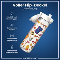 Bidon ion8 500 ml, etanș, deschidere cu o singură mână, fără BPA, lavabil în mașina de spălat vase, cu mâner, capac cu clapetă, model fotbal 4