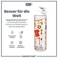 Bidon ion8 500 ml, etanș, deschidere cu o singură mână, fără BPA, lavabil în mașina de spălat vase, cu mâner, capac cu clapetă, model fotbal 5