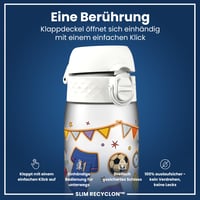 Bidon ion8 500 ml, etanș, deschidere cu o singură mână, fără BPA, lavabil în mașina de spălat vase, cu mâner, capac cu clapetă, model fotbal 3