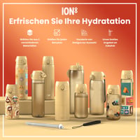 Fľaša na vodu ion8 500 ml, nepriepustná, otváranie jednou rukou, vhodná do umývačky riadu, bez BPA, s rukoväťou, výklopný uzáver, púštna farba 7