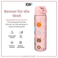 Fľaša na vodu ion8 500 ml, nepriepustná, otváranie jednou rukou, bez BPA, vhodná do umývačky riadu, s rukoväťou a výklopným viečkom, motív mačky 5