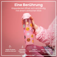 Fľaša na vodu ion8 500 ml, nepriepustná, otváranie jednou rukou, bez BPA, vhodná do umývačky riadu, s rukoväťou a výklopným viečkom, motív mačky 3