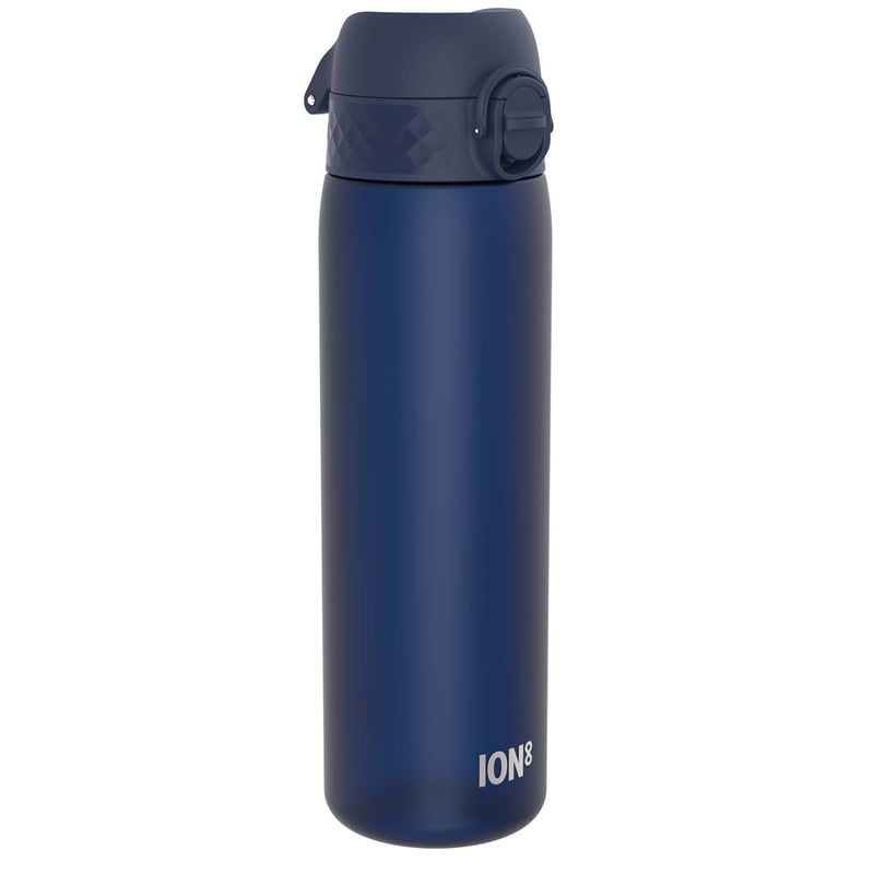 Fľaša na vodu Ion8 500 ml námornícka modrá, nepriepustná, otváranie jednou rukou, bez BPA, vhodná do umývačky riadu, klimaticky neutrálna fľaša na pitie s rukoväťou