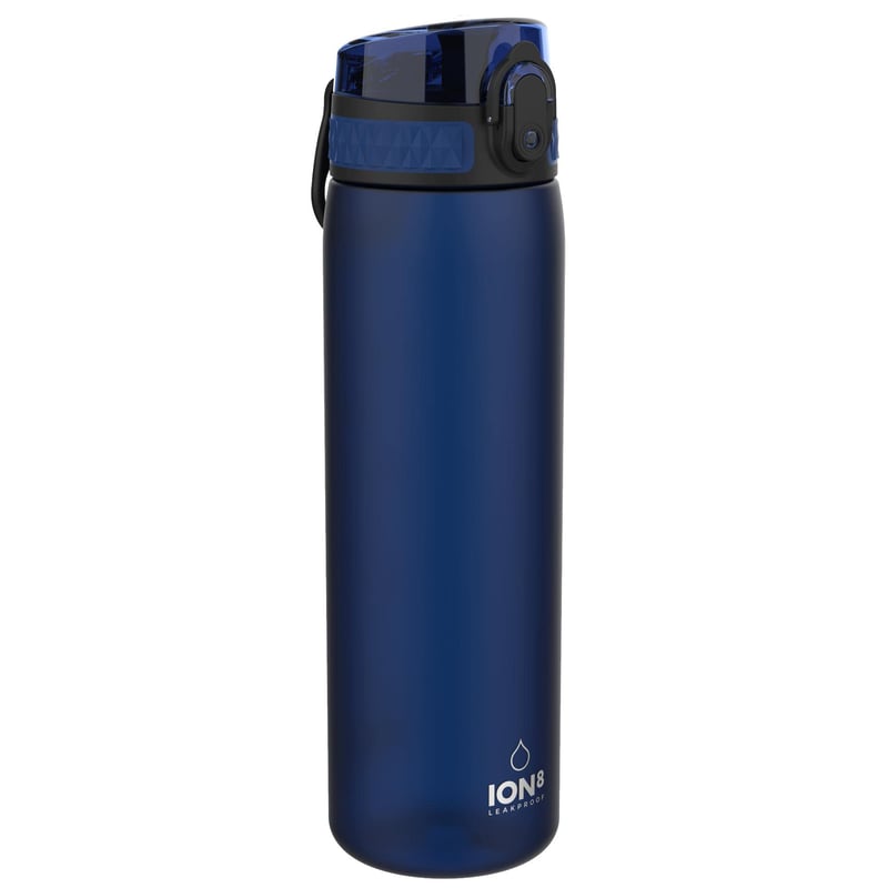 Fľaša na vodu ion8 500 ml námornícka modrá, nepriepustná, otváranie jednou rukou, vhodná do umývačky riadu, bez BPA, s úchytom, s výklopným vekom