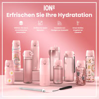 Fľaša ion8 750 ml, ružový kremeň, nepriepustná, otváranie jednou rukou, vhodná do umývačky riadu, bez BPA, s rukoväťou, s krytom náustku, klimaticky neutrálna 8