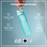 Fľaša na vodu ion8 – Nepriepustná, otváranie jednou rukou, vhodná do umývačky riadu, bez BPA, s rukoväťou, s výklopným viečkom, bledoružová 6