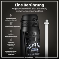 Fľaša na vodu Ion8 NFL 500 ml, nepriepustná, otváranie jednou rukou, uzamykateľná, vhodná do umývačky riadu, s držiakom, výklopné viečko 3