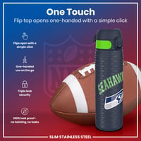 Ľahká oceľová fľaša na vodu Ion8 NFL Seattle Seahawks 600 ml, nepriepustná, vhodná do umývačky riadu, s výklopným vekom, fľaša vhodná do držiaka na nápoje 3