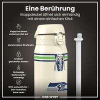 Termos din oțel inoxidabil ion8 NFL Seattle Seahawks cu pai, 750 ml, etanș, capac cu deschidere rapidă, lavabil în mașina de spălat vase 3