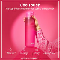 Fľaša na vodu Ion8 Recyclon 1000 ml, ružová, nepriepustná, s výklopným vekom, rukoväťou na prenášanie, bez BPA, vhodná do umývačky riadu, na šport a tréning 3