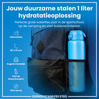 Nerezová fľaša ion8, 1 liter, modrá, nepriepustná, otváranie jednou rukou, vhodná do umývačky riadu, ľahká, fľaša na pitie s vyklápacím uzáverom 2