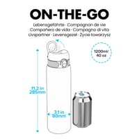 Nerezová fľaša ion8, 1 liter, modrá, nepriepustná, otváranie jednou rukou, vhodná do umývačky riadu, ľahká, fľaša na pitie s vyklápacím uzáverom 3