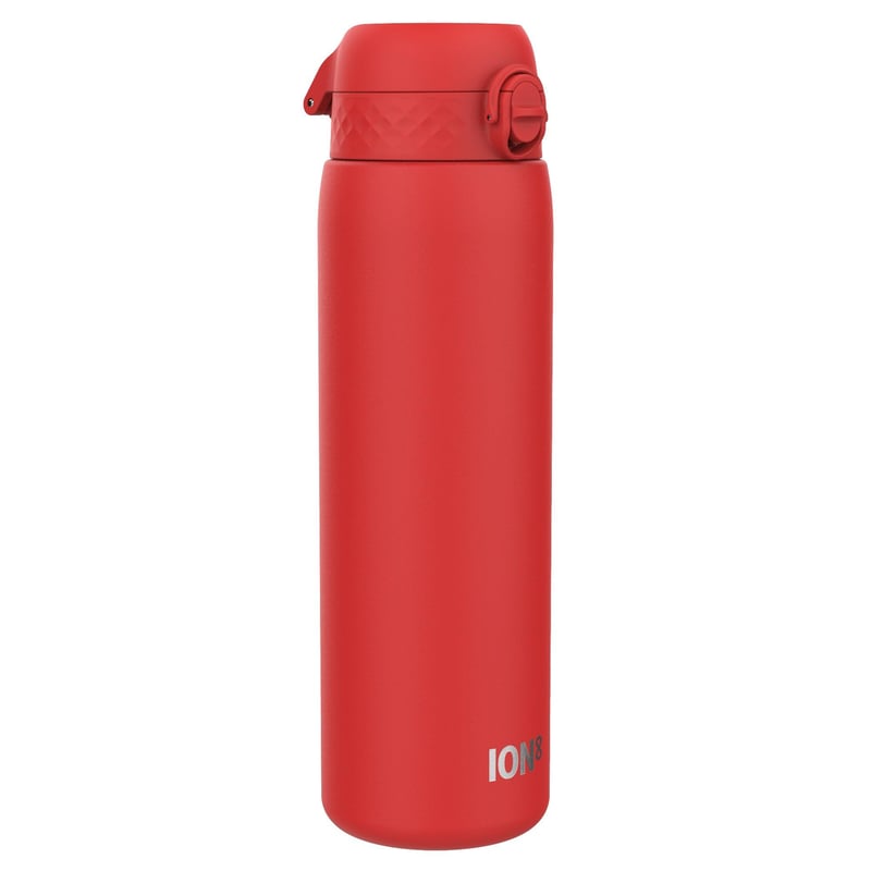 Nerezová fľaša na vodu ion8, 1 liter, nepriepustná, ľahká, vhodná do umývačky riadu, červená - 1200 ml