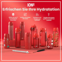 Nerezová fľaša na vodu ion8, 1 liter, nepriepustná, ľahká, vhodná do umývačky riadu, červená - 1200 ml 7