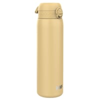 Sticlă de apă din oțel inoxidabil ion8 1200 ml, neizolată, etanșă, deschidere cu o singură mână, compatibilă cu mașina de spălat vase, capac flip, mâner de transport, Desert 1