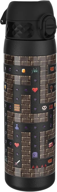 Nerezová fľaša ion8 600 ml, nepriepustná, otváranie jednou rukou, vhodná do umývačky riadu, s hráčskym motívom, ľahká fľaša na pitie s výklopným vekom 1
