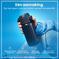 Nerezová termoska ion8 320 ml, nepriepustná, otváranie jednou rukou, vhodná do umývačky riadu, vyklápacie viečko, rukoväť na prenášanie, tmavomodrá 5
