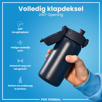 Nerezová termoska ion8 320 ml, nepriepustná, otváranie jednou rukou, vhodná do umývačky riadu, vyklápacie viečko, rukoväť na prenášanie, tmavomodrá 6