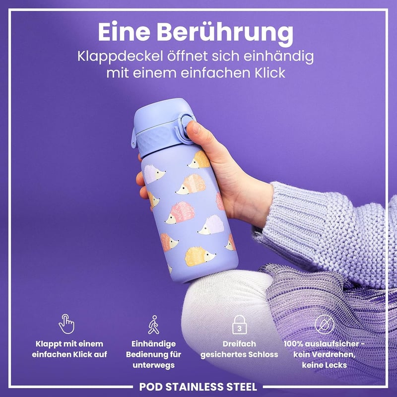 ion8 Rozsdamentes Acél Termosz Palack 320ml Szivárgásmentes Flip Fedéllel - Insulated Steel