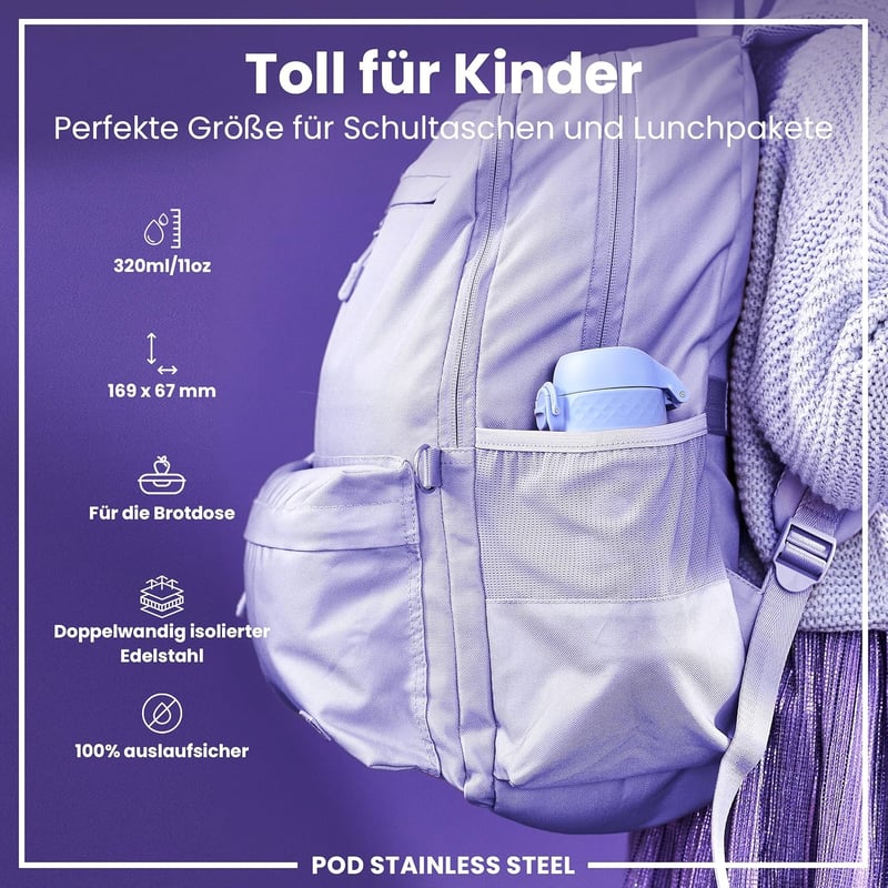 ion8 Rozsdamentes Acél Termosz Palack 320ml Szivárgásmentes Flip Fedéllel - Insulated Steel