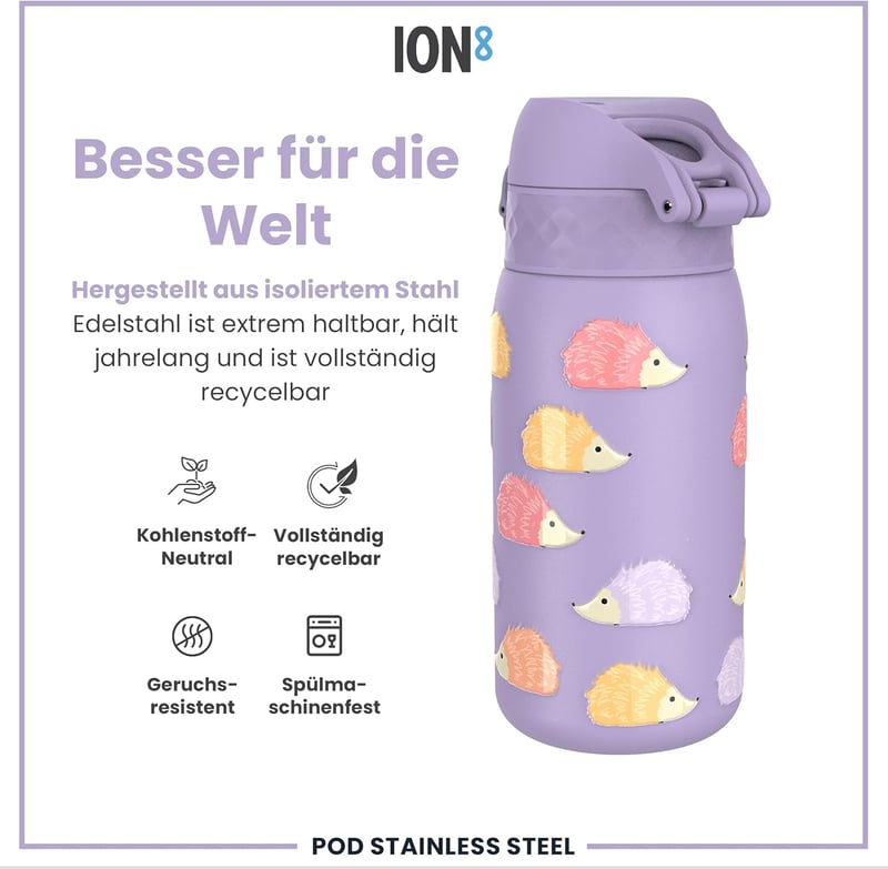 ion8 Rozsdamentes Acél Termosz Palack 320ml Szivárgásmentes Flip Fedéllel - Insulated Steel