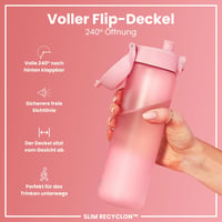 Fľaša na vodu ion8 Slim 500 ml - Ružové kvety, bez BPA, nepriepustná, otváranie jednou rukou, vhodná do umývačky riadu, klimaticky neutrálna 4